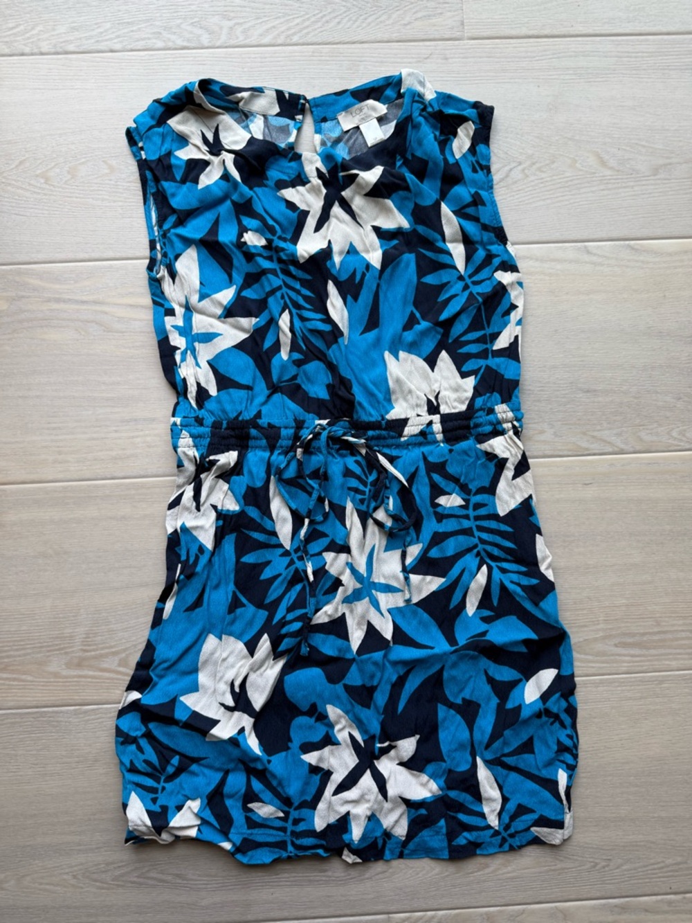 LOFT Blue and White Floral - Tropical Mini Dress